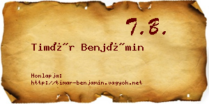Timár Benjámin névjegykártya